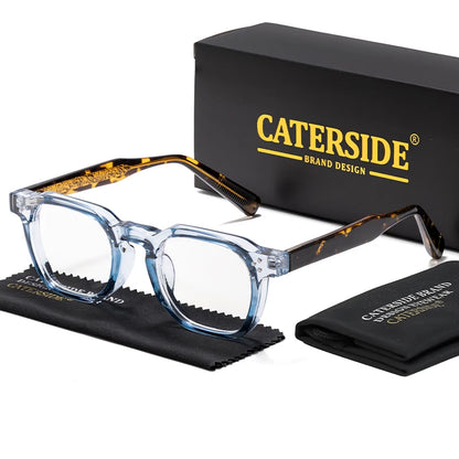 Caterside New Square Flat Light Glasses for Men Women Retro TR Frame Eyeglass High-Quality Eyewear Minimalist Matching