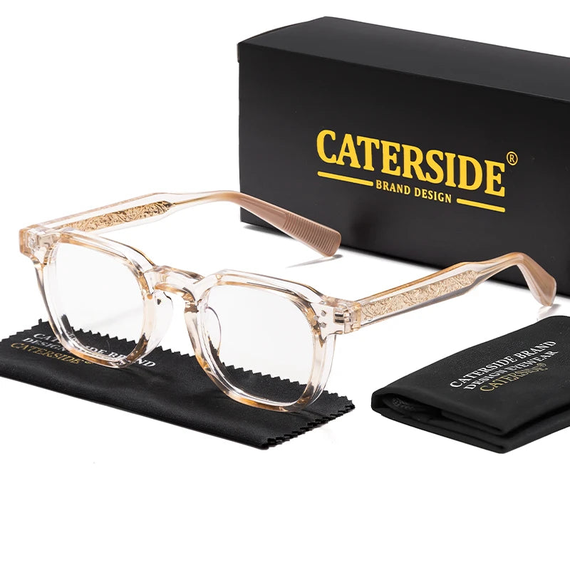 Caterside New Square Flat Light Glasses for Men Women Retro TR Frame Eyeglass High-Quality Eyewear Minimalist Matching
