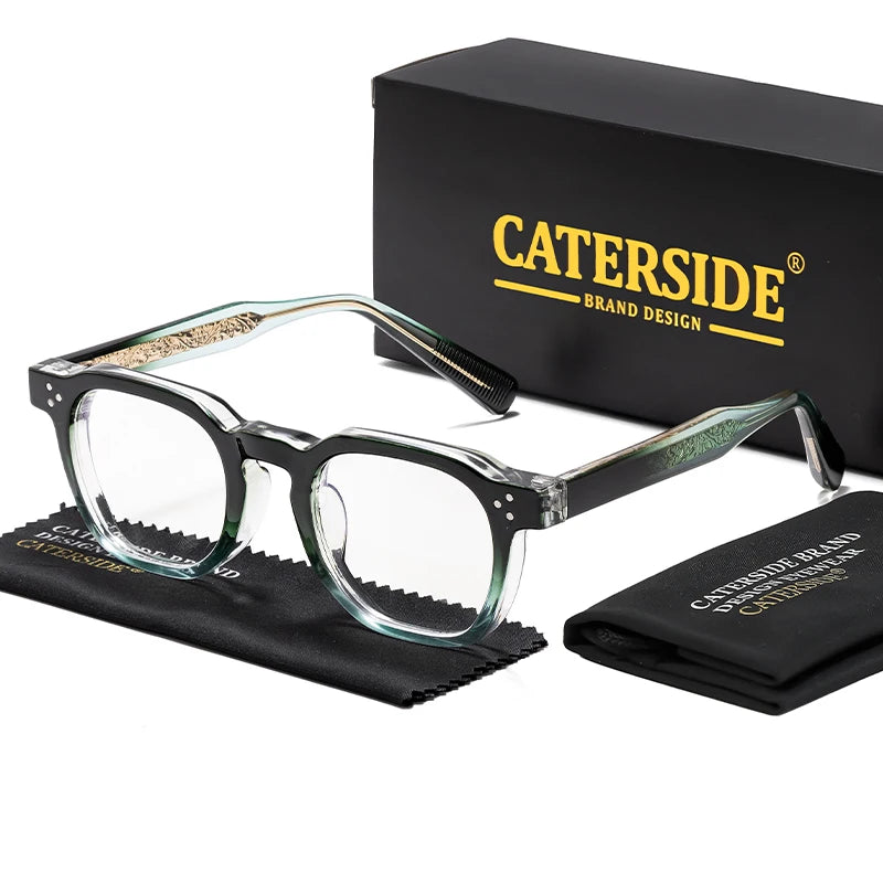 Caterside New Square Flat Light Glasses for Men Women Retro TR Frame Eyeglass High-Quality Eyewear Minimalist Matching