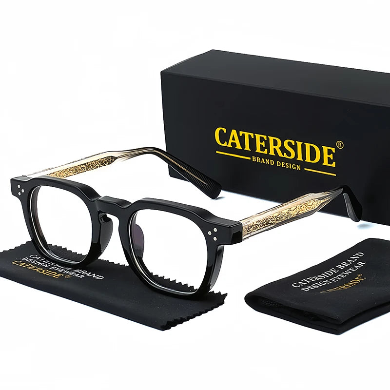 Caterside New Square Flat Light Glasses for Men Women Retro TR Frame Eyeglass High-Quality Eyewear Minimalist Matching