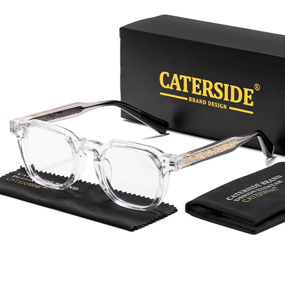 Caterside New Square Flat Light Glasses for Men Women Retro TR Frame Eyeglass High-Quality Eyewear Minimalist Matching