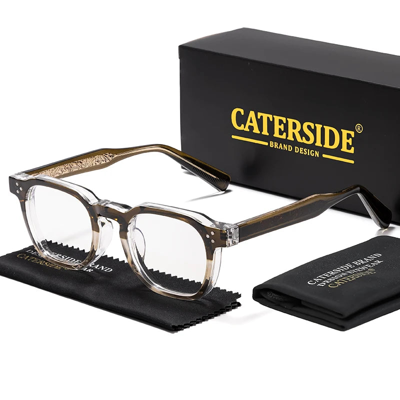 Caterside New Square Flat Light Glasses for Men Women Retro TR Frame Eyeglass High-Quality Eyewear Minimalist Matching