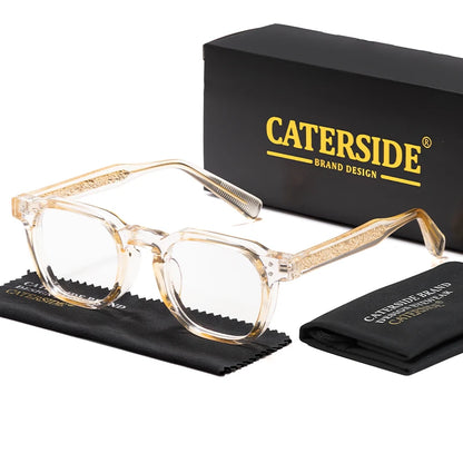 Caterside New Square Flat Light Glasses for Men Women Retro TR Frame Eyeglass High-Quality Eyewear Minimalist Matching