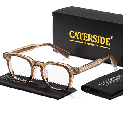 Caterside New Square Flat Light Glasses for Men Women Retro TR Frame Eyeglass High-Quality Eyewear Minimalist Matching