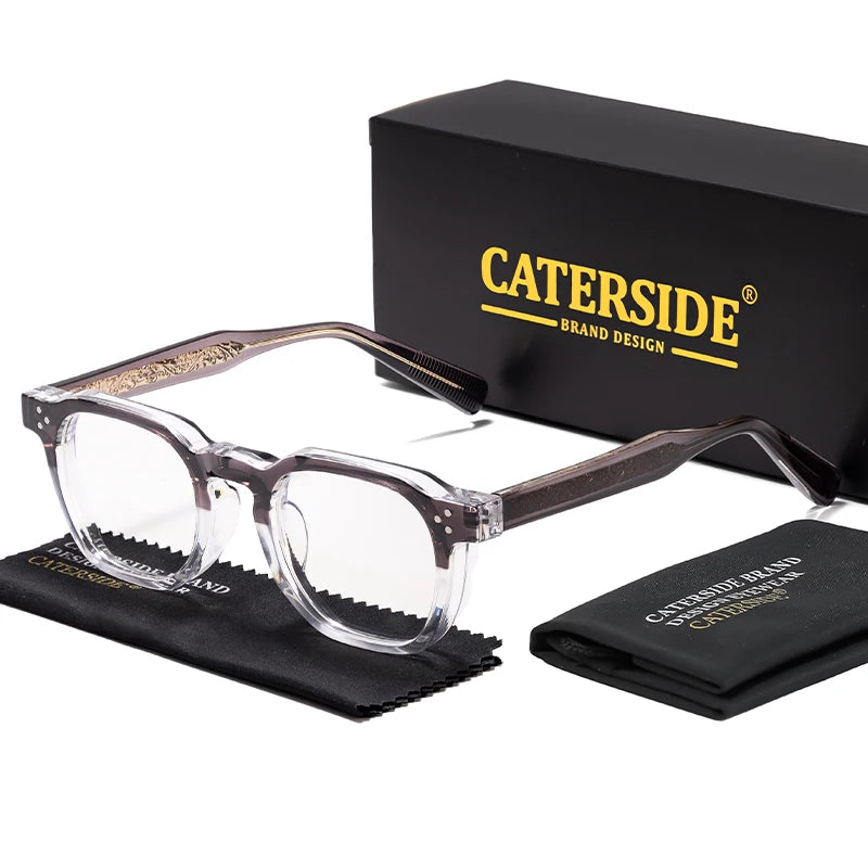 Caterside New Square Flat Light Glasses for Men Women Retro TR Frame Eyeglass High-Quality Eyewear Minimalist Matching