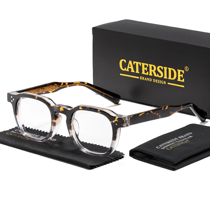 Caterside New Square Flat Light Glasses for Men Women Retro TR Frame Eyeglass High-Quality Eyewear Minimalist Matching