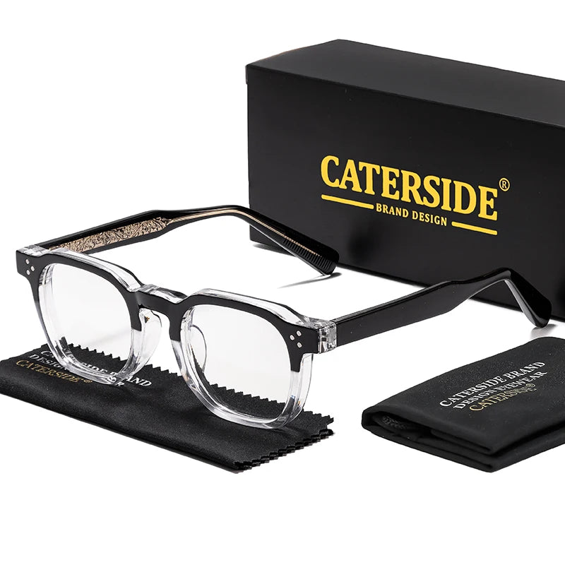Caterside New Square Flat Light Glasses for Men Women Retro TR Frame Eyeglass High-Quality Eyewear Minimalist Matching