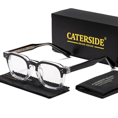 Caterside New Square Flat Light Glasses for Men Women Retro TR Frame Eyeglass High-Quality Eyewear Minimalist Matching