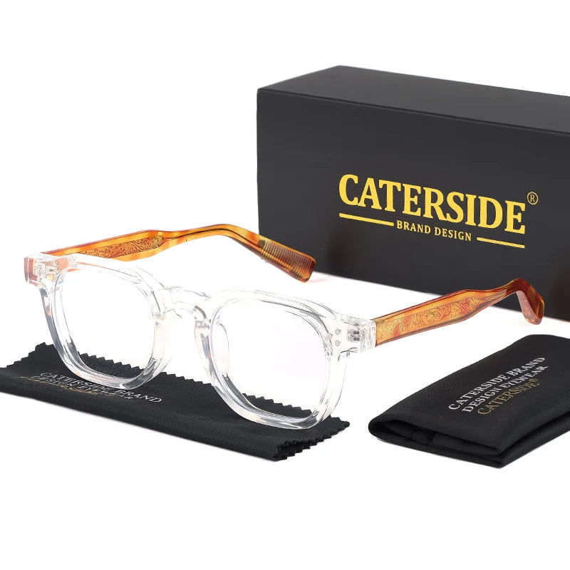 Caterside New Square Flat Light Glasses for Men Women Retro TR Frame Eyeglass High-Quality Eyewear Minimalist Matching